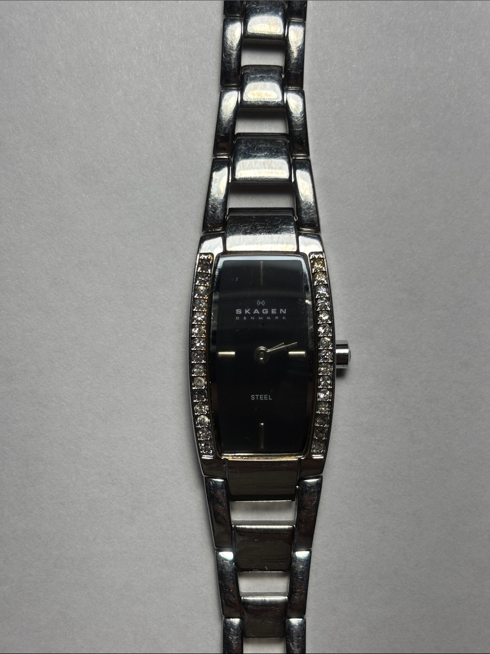 Skagen Steel Women's Silver-Tone Bracelet Watch with Black Dial Water Resistant